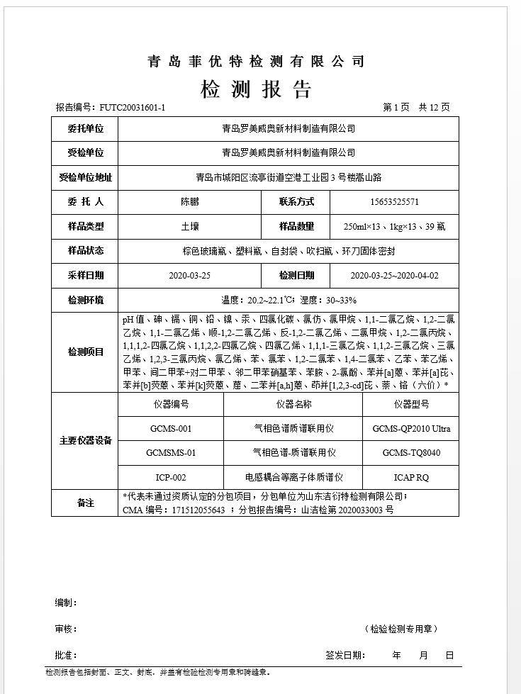 青岛罗美维多利亚vic003新材料制造有限公司土壤监测报告(2020年度)(图2)